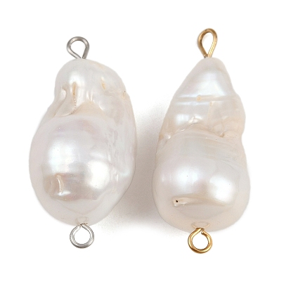 Подвески-капельки из натурального пресноводного жемчуга Кеши, с 304 двойными петлями из нержавеющей стали, белые