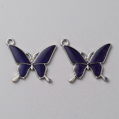 Подвески из эмали и сплава, подвески в виде полуночно-синей бабочки