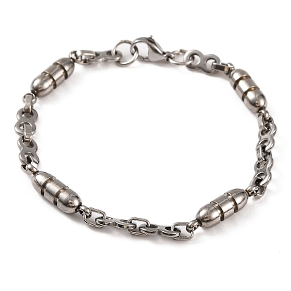 201 Stainless Steel 8 Link Chain Bracelets, with 304 Stainless Steel Clasps