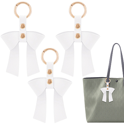 3шт. брелоки из искусственной кожи с бантиками, с брелоками из цинкового сплава, золотые