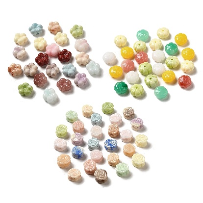 Резные бусины из синтетического коралла, окрашенные, цветок