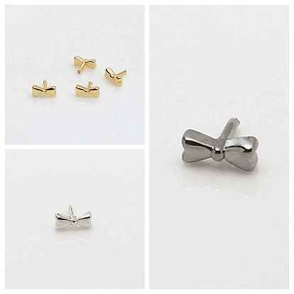 Brass Bowknot Head Pins, for Baroque Pearl Making