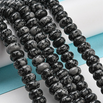 Synthetic Snowflake Obsidian Beads Strands, Rondelle