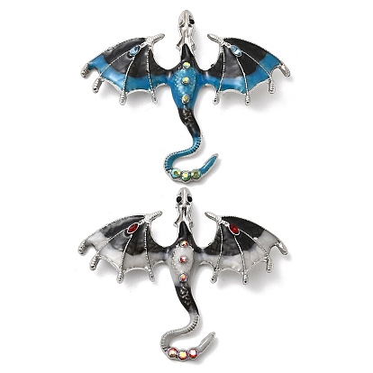 Эмалированный сплав со стразами, большие подвески, птерозавр, платина