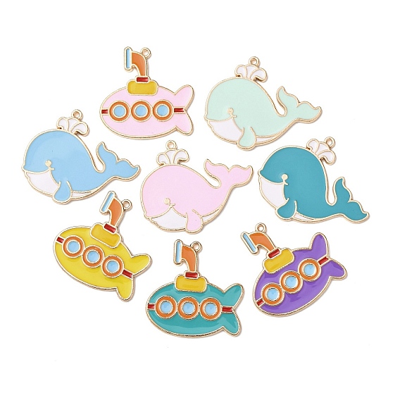 Подвески из эмали и сплава, подвески в виде китов/подводных лодок, золотые