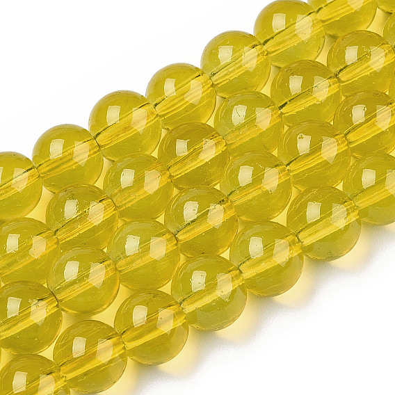 Выпечки нарисованных стеклянных бусин прядей, имитация Opalite, круглые