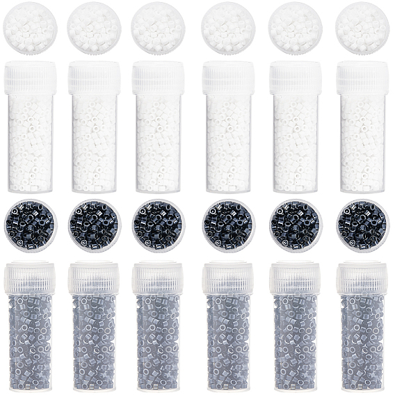 60g 2 стиль цилиндрический бисер, металлические цвета и непрозрачные цвета с блеском, круглое отверстие, единый размер