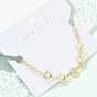Brass Micro Pave Clear Cubic Zirconia Charm Bracelets for Women, with ABS Imitation Pearl Beads, Heart