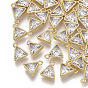 Brass Micro Pave Cubic Zirconia Charms, Nickel Free, Triangle, Clear