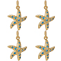 5 Подвески из латуни с микро-паве класса AAA с кубическим цирконием, морская звезда / морские звезды, без свинца, без никеля и без кадмия