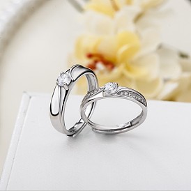 925 Silver Couple Rings with Unique Design and Delicate Diamond - Exquisite and Stylish