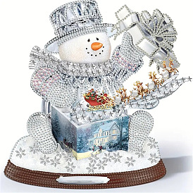 Christmas Snowman & Gift Box DIY Diamond Painting Kit, Including Resin Rhinestones Bag, Diamond Sticky Pen, Tray Plate and Glue Clay