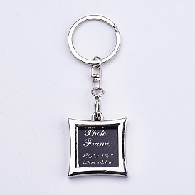 Mini llavero de aleación de marco de fotos, con anillos de hierro y cadenas, plaza