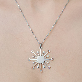 201 ожерелье с подвеской в форме полого солнца из нержавеющей стали