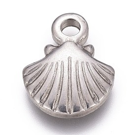 304 Stainless Steel Charms, Scallop Shape