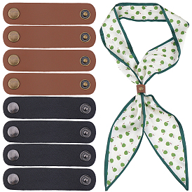 8 pièces 2 couleurs cuir PU avec boucle de foulard en laiton, pinces à foulard, porte-châle/foulard pour femmes et hommes