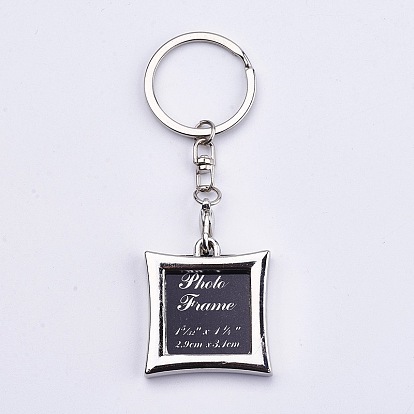 Mini llavero de aleación de marco de fotos, con anillos de hierro y cadenas, plaza