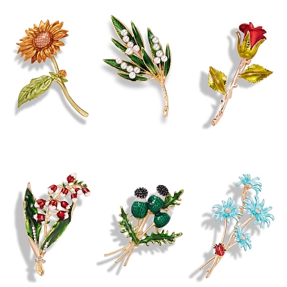 Броши из сплава и эмали для женщин, цветок