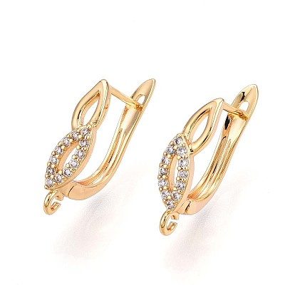 Латунный микропаве кубический цирконий кольцо серьги фурнитура, без свинца, без никеля и без кадмия, овальные