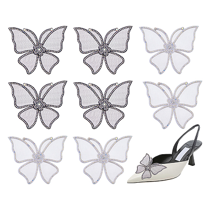 8 шт. 2 цвета тканевые украшения аксессуары, со стразами, бабочка