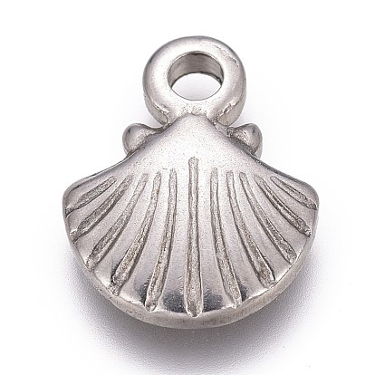 304 Stainless Steel Charms, Scallop Shape