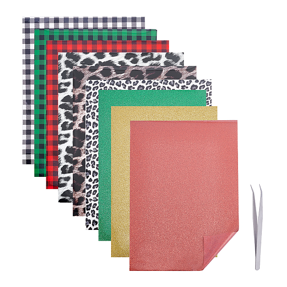 Пластыри винила теплопередачи, с виниловой пленкой теплопередачи, 4 блестящая виниловая переводная пленка и 304 пинцет для бусинок из нержавеющей стали.