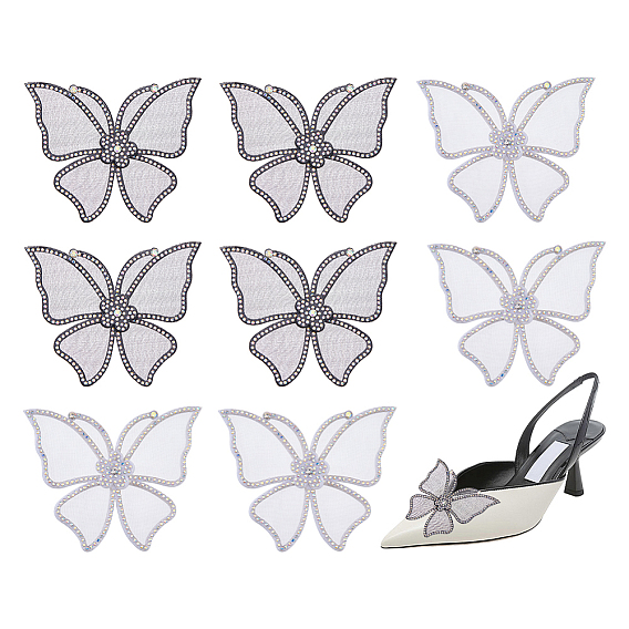 8 шт. 2 цвета тканевые украшения аксессуары, со стразами, бабочка