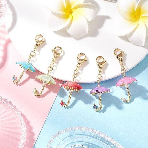 Зонтик ручной работы стеклянные бусины и акриловые подвески наборы украшений, с 304 застежками-лобстерами из нержавеющей стали, подвесные украшения