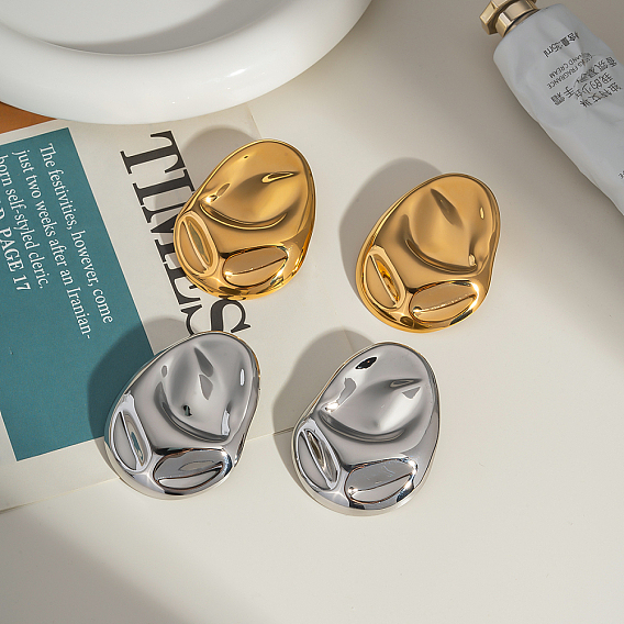 Овальные серьги-гвоздики из нержавеющей стали, сложить очарование