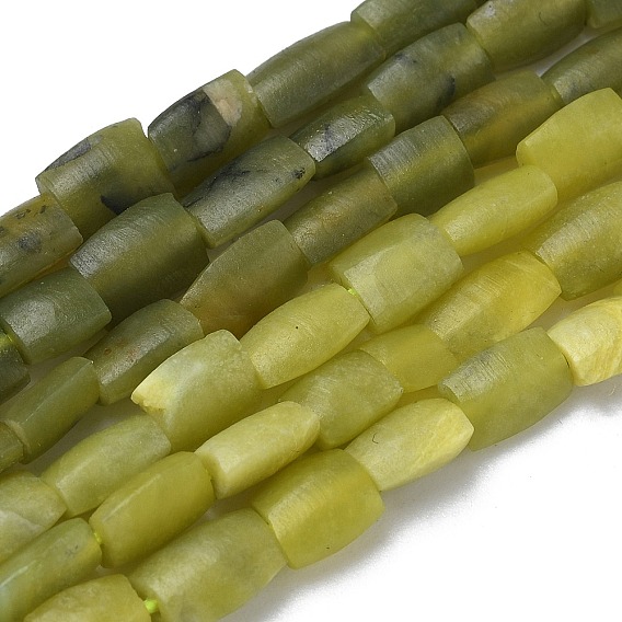 Нити натуральных бусин из афганского зеленого нефрита, плоский