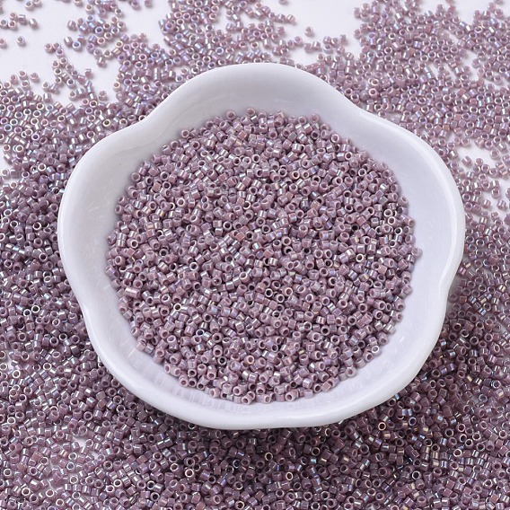 MIYUKI Delica Beads Small, Cylinder, Japanese Seed Beads, 15/0, Opaque Colours AB