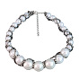 Bold Acrylic Diamond-Studded Statement Necklace with Imitation Pearls - European and American Hip-Hop Fashion Accessory