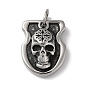 304 Stainless Steel Pendants, with Jump Ring, Shield with Skull Charm