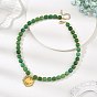 304 Colgante de corazón gótico de acero inoxidable, columna de magnesita sintética teñida, collares con cuentas, dorado