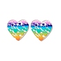 Printed Transparent Acrylic Pendants, Heart with Heart Pattern