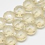 Electroplate Glass Beads Strands, Frosted, Rainbow Plated, Faceted, Flat Round