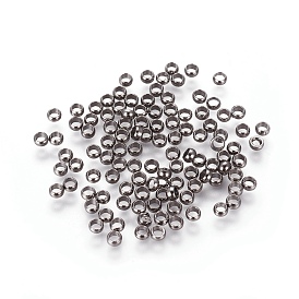 Brass Crimp Beads, Rondelle, 2x3mm, Hole: 2mm