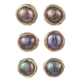 Плоские круглые серьги-гвоздики из натурального культивированного пресноводного жемчуга, С 304 результатами из нержавеющей стали