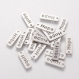 Pendentifs en acier inoxydable, pendentifs à message inspirant, rectangle avec le mot espoir