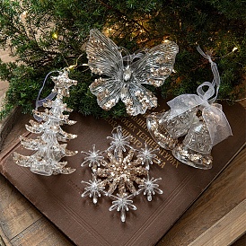 Decoración colgante de acrílico con lentejuelas temáticas navideñas, para el adorno colgante del árbol de navidad