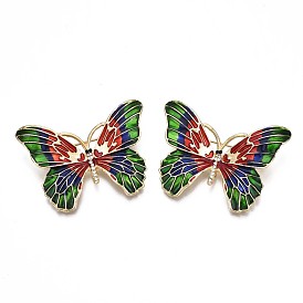Butterfly Enamel Pin with Rhinestone, 3D Animal Alloy Brooch  for Backpack Clothes, Nickel Free & Lead Free, Light Golden