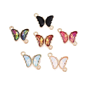 Alloy Glass Charms, Cadmium Free & Lead Free, Butterfly