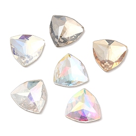 K5 Glass Rhinestone Cabochons, Flat Back & Back Plated, Faceted, Triangle