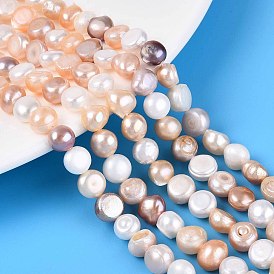 Нити из натурального культивированного пресноводного жемчуга, двух сторон полированной