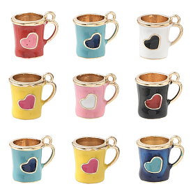 7шт. 7 цветные эмалированные кружки из сплава с миниатюрными украшениями в виде сердечек, аксессуары для домашнего кукольного домика с микро-ландшафтом, притворяясь опорными украшениями