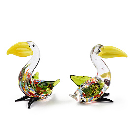 Handmade Lampwork Home Decorations, 3D Toucan/Bird Ornaments for Gift