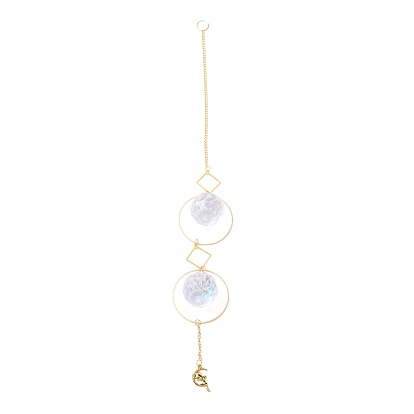 Hanging Crystal Aurora Wind Chimes, with Prismatic Pendant and Ring & Fairy & Rhombus Iron Charm, for Home Window Chandelier Decoration