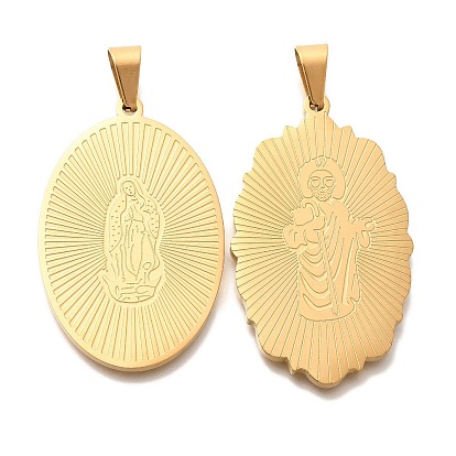 Вакуумное покрытие pvd 304 подвески из нержавеющей стали, овал со святым шармом