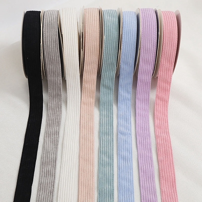 10 Yards Polyester Velvet Striped Ribbons, Corduroy Ribbon for Bow Making, Garment Accessories, Gift Packaging