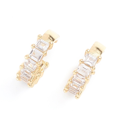Brass Micro Pave Clear Cubic Zirconia Cuff Earrings, Long-Lasting Plated